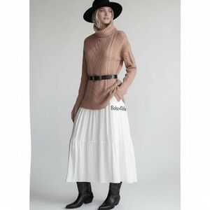 $78 Elie Tahari Women’s Pink Frost Turtleneck Pullover Cable Knit Sweater Sz XS